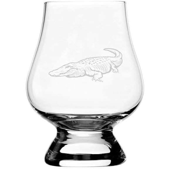 American Alligator Body Zoo Animal Themed Etched 2.5oz Glencairn Wee Whisky Glass