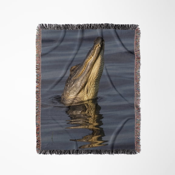 American Alligator, Male Bellowing Call To Potential Mate., Woven Blanket