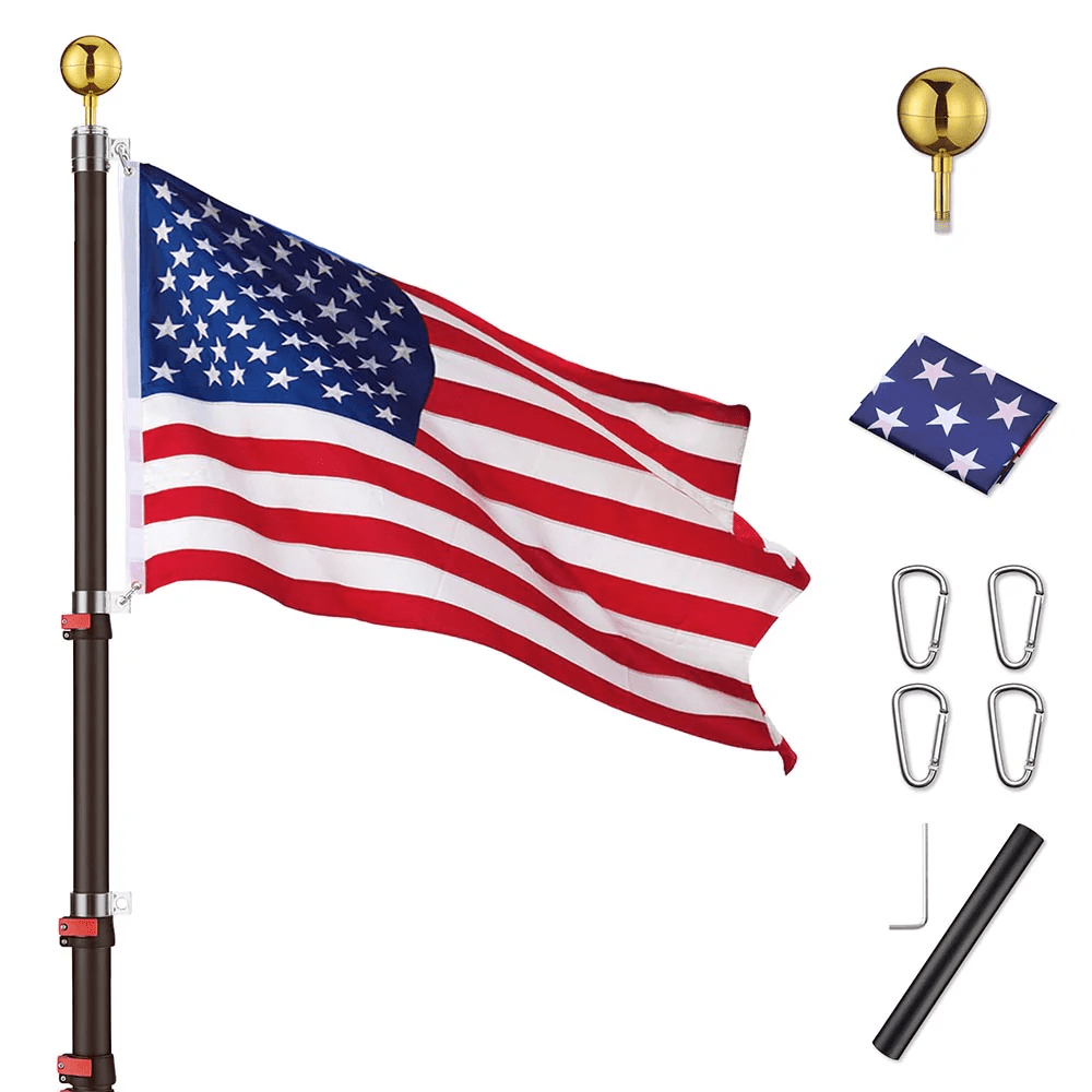 American Aluminum Telescopic Flagpole Set 20', Black