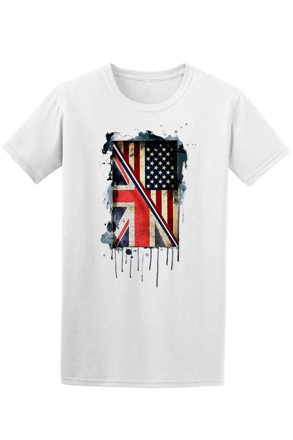 American And British Flag Design T-Shirt Men -Image by Shutterstock, Male XX-Large