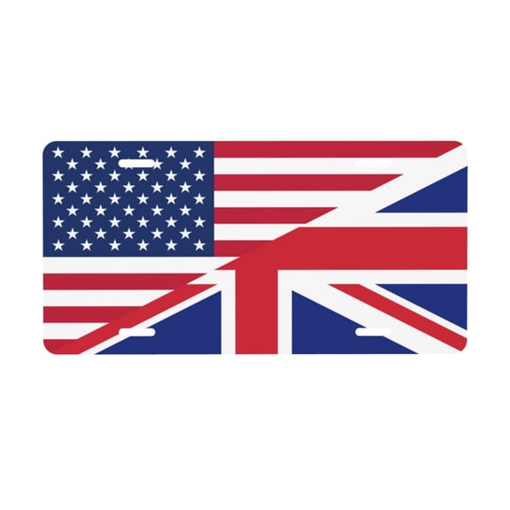 American And Union Flag License Plate Front Metal Car Plate 6×12 Inch Aluminum Noverlty License Plate Decorative Car Vanity Tag Plates Gifts