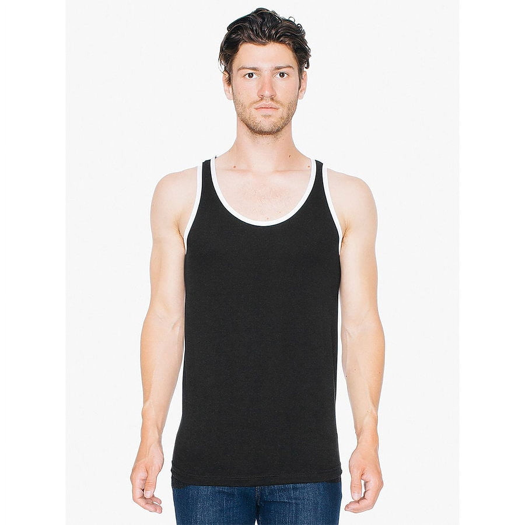 American Apparel Unisex Fine Jersey Tank Top – 100% Cotton, Black, Large