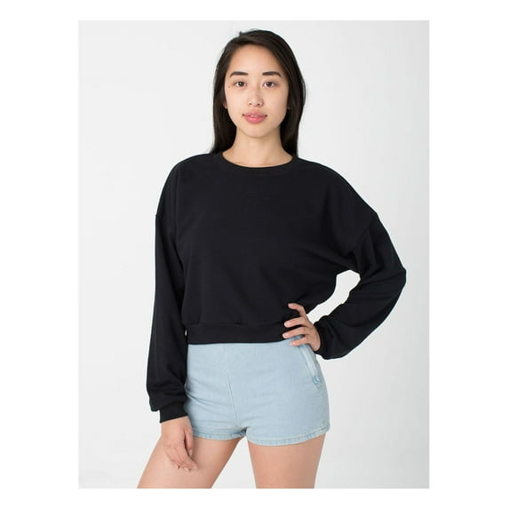 American Apparel 5336 Ladies California Fleece Cropped Sweatshirt - Black - One Size