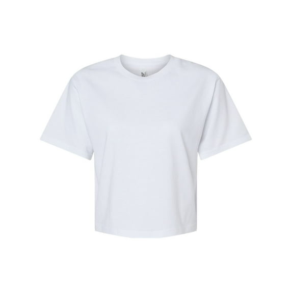 American Apparel B02427004 Women Fine Jersey Boxy T-Shirt, White - Medium
