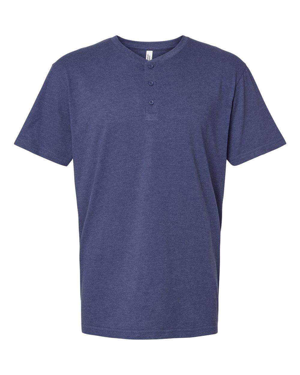 American Apparel B03227655 CVC Henley T-Shirt, Heather Indigo - Large ...