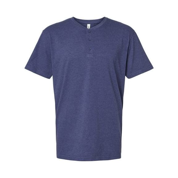 American Apparel B03227656 CVC Henley T-Shirt, Heather Indigo - Extra Large