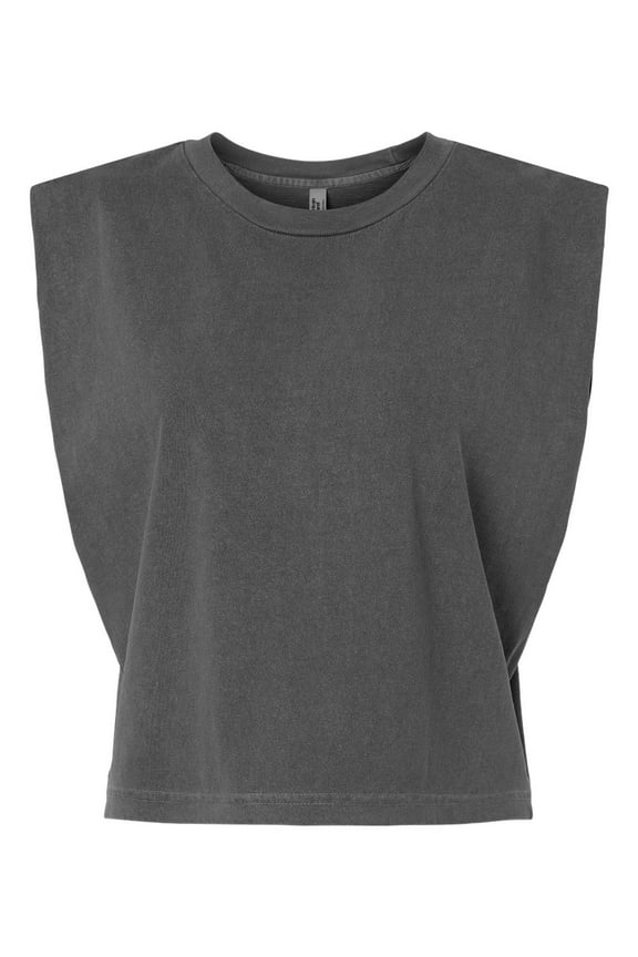 B03327506 Women Garment-Dyed Heavyweight Muscle T-Shirt, Faded Black - Extra Large