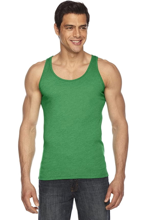 BB408W Men's Poly Cotton Tank Top Heather Kelly Green XS