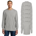 thumbnail image 1 of American Apparel Crewneck Long Sleeve Tee for Men, Heavyweight Cotton, Heather Grey, XL, 6-Pack, 1 of 5