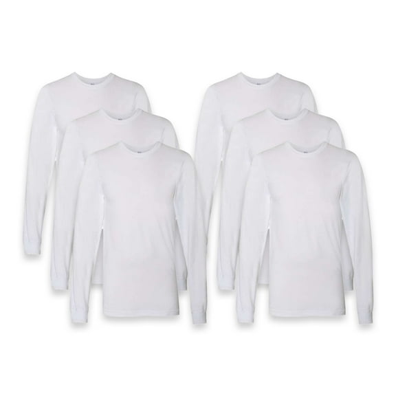 American Apparel Fine Jersey Long Sleeve Tee | Ultra-Soft 100% Cotton White Tee for Men and Women,6 Pieces - 3XL Size