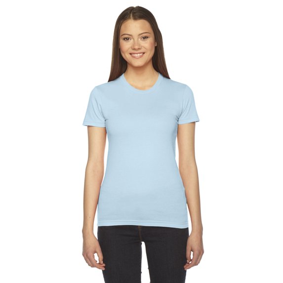 American Apparel 2102W Women's Fine Jersey T-Shirt (31 colors)-Light Blue-S