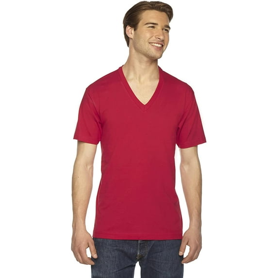American Apparel Fine Jersey Short-Sleeve V-Neck (2456) Red, 2XL
