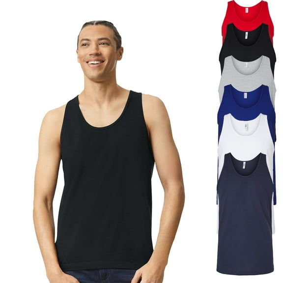 American Apparel Men Assorted Fine Jersey Tank Top, Relaxed Fit Sleeveless 6 Pack Mix Bulk, XL