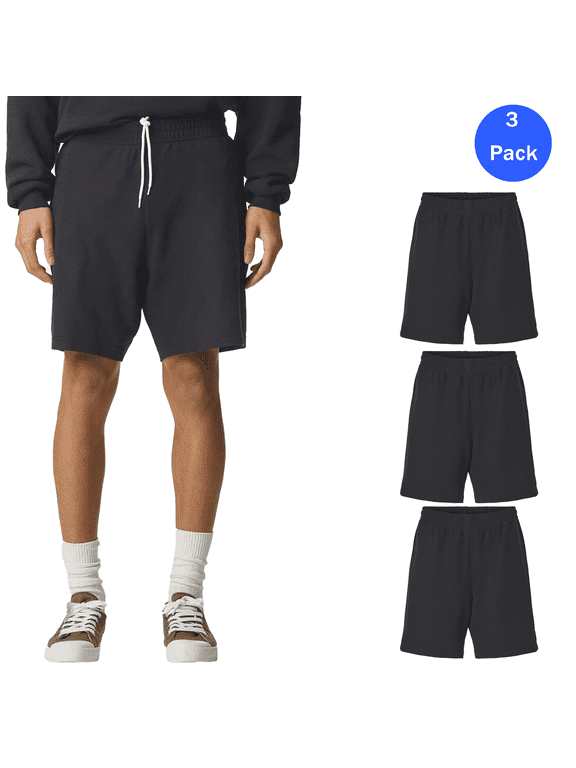 Men's 3 pack Athletic Workout Gym Shorts, Black, 2XL