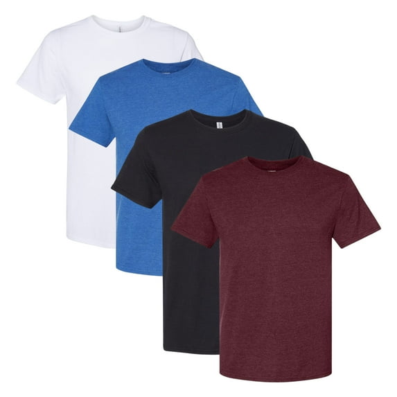 American Apparel Men's CVC T-Shirt, Short Sleeve Solid Color Crewneck Tee Shirts 60/40 Cotton/Polyester, Assorted Bulk T-Shirts (Dark+Bright Color 4 Pack, 3XL)