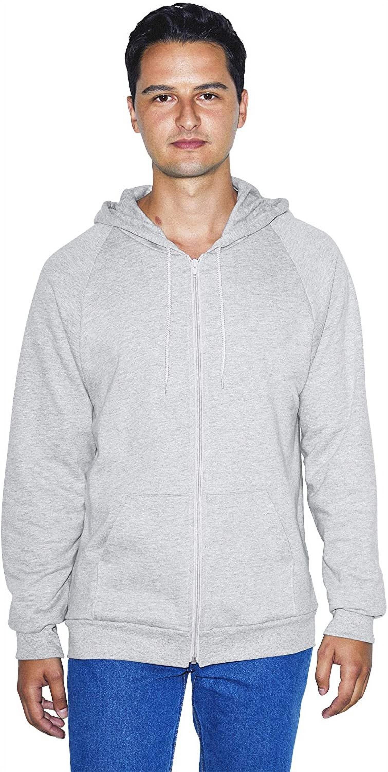 American Apparel Men s California Fleece Long Sleeve Cotton Zip Hoodie Heather Grey Large