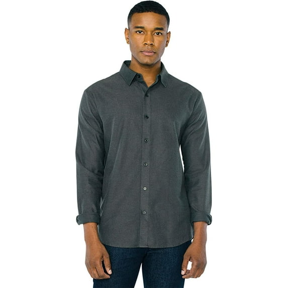 American Apparel Men's Flannel Long Sleeve Classic Shirt, Charcoal, X-Large