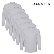 AMERICAN APPAREL - Men's Heavyweight Cotton Long Sleeve T - Shirt | 6 Oz./yd² (Us),100% Cotton | 6 Pack Heather Grey Tee -S Size