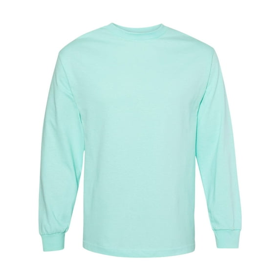 American Apparel Men's Heavyweight Cotton Long Sleeve T-Shirts, Tee Shirt 100% Cotton Crewneck Tee (Celadon, L)