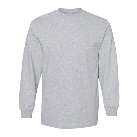 American Apparel Men's Heavyweight Cotton Long Sleeve T-Shirts, Tee Shirt 100% Cotton Crewneck Tee (Heather Grey, M)