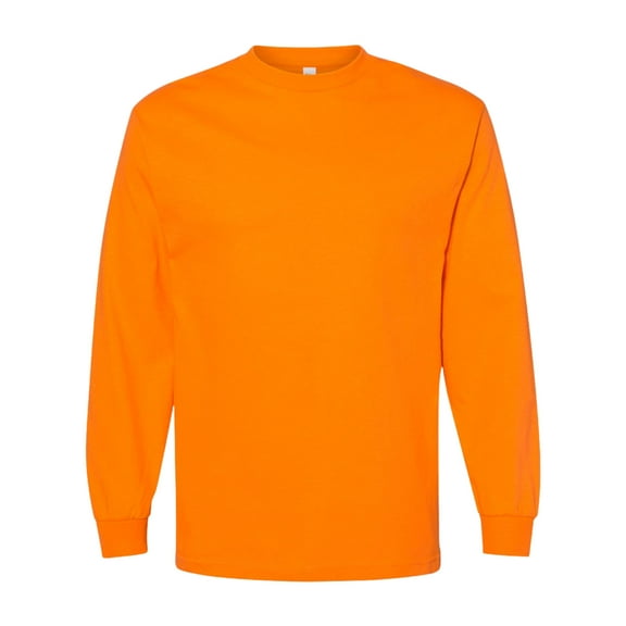 American Apparel Men's Heavyweight Cotton Long Sleeve T-Shirts, Tee Shirt 100% Cotton Crewneck Tee (Orange, XL)