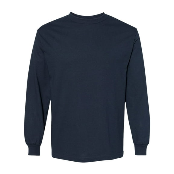 American Apparel Men's Heavyweight Cotton Long Sleeve T-Shirts, Tee Shirt 100% Cotton Crewneck Tee (True Navy, L)