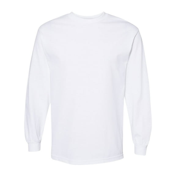 American Apparel Men's Heavyweight Cotton Long Sleeve T-Shirts, Tee Shirt 100% Cotton Crewneck Tee (White, M)