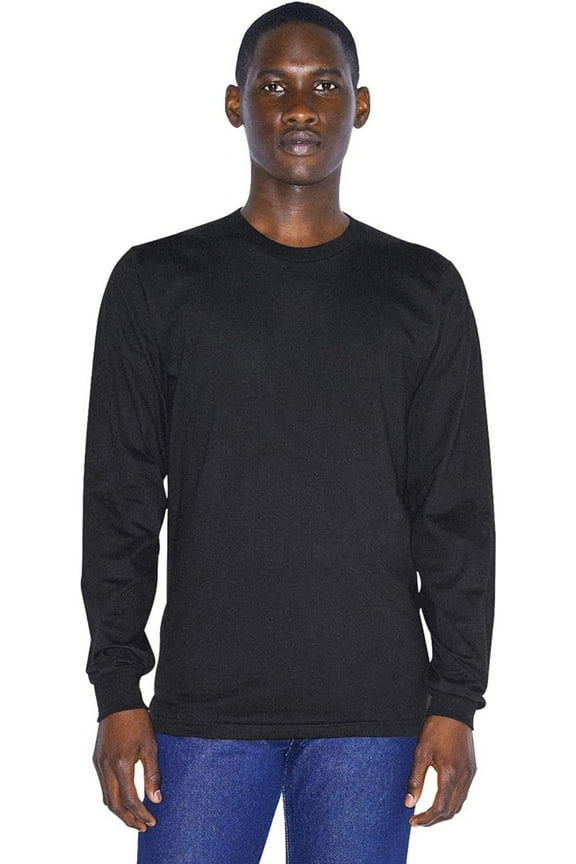 Men's Organic Fine Jersey Crewneck Long Sleeve T-Shirt, Black, 2X-Large