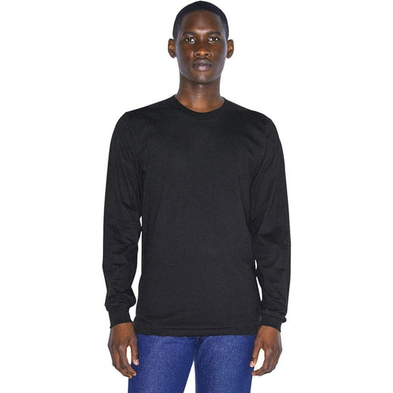 American Apparel Men's Organic Fine Jersey Crewneck Long Sleeve T-Shirt, Black, X-Large