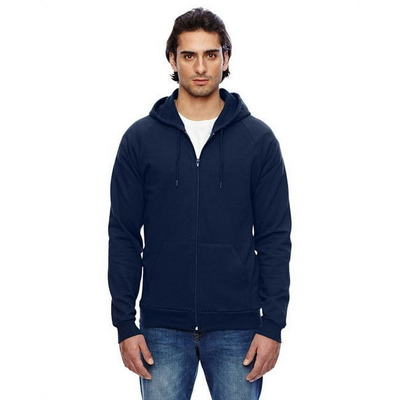 American Apparel Mens California Fleece Long Sleeve Zip Hoodie Medium Navy