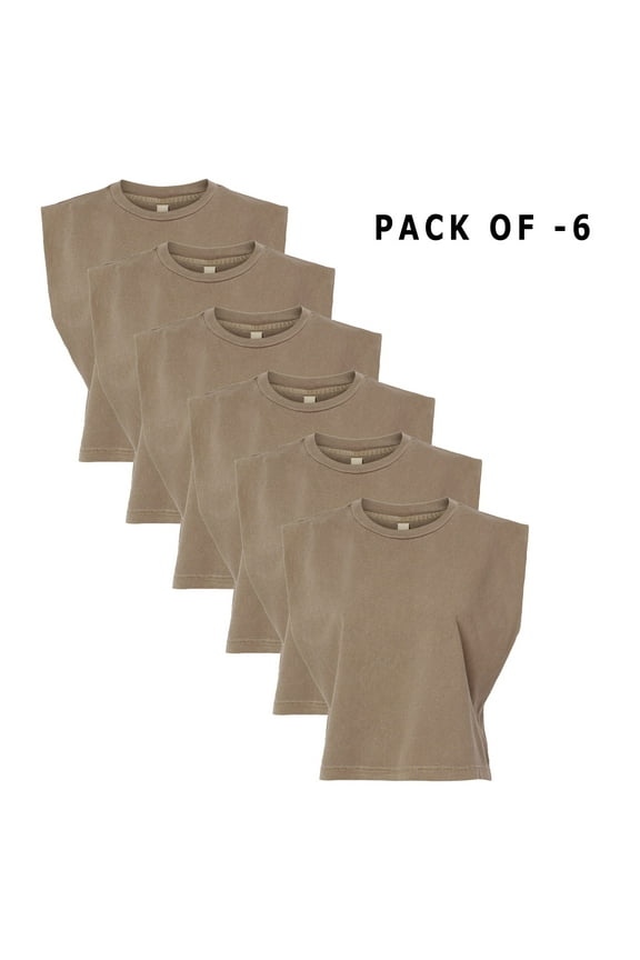 - Muscle Tank Top - Faded Brown | Running Tank for Women | 100% Cotton Sleeveless Tank, Pack of 6 | S - Size