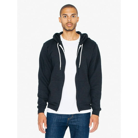 American Apparel Flex Fleece Unisex Full-Zip Hoodie F497W - Black Size 2XL