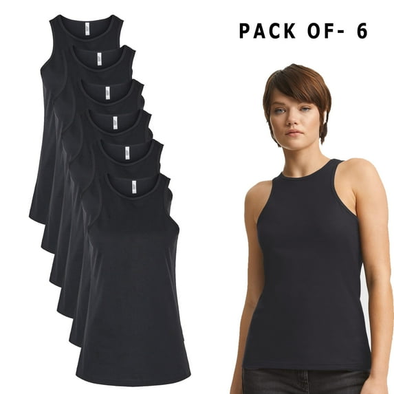 American Apparel - Racerback Tank Top | Women's Black Tank Top, Sleeveless T-shirt Pack of 6 | L - Size