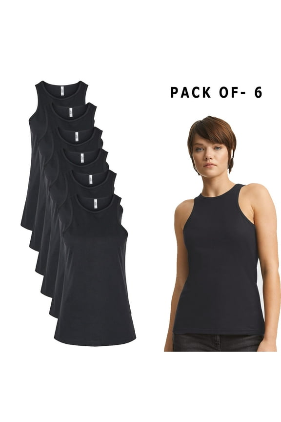 - Racerback Tank Top | Women's Black Tank Top, Sleeveless T-shirt Pack of 6 | S - Size