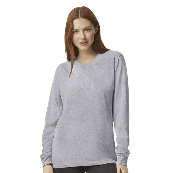 American Apparel Unisex Fine Jersey Long Sleeve T-Shirts, Crewneck Tee Shirt 100% Ring-spun Cotton Tee (Heather Grey , XL)