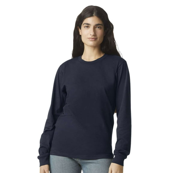American Apparel Unisex Fine Jersey Long Sleeve T-Shirts, Crewneck Tee Shirt 100% Ring-spun Cotton Tee (Navy , 2XL)