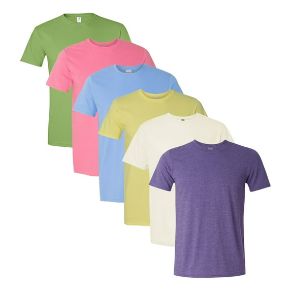 American Apparel Unisex Fine Jersey T-Shirts 100% Ring-Spun Cotton Plain Solid Tees, Bulk Wholesale Packs (Bright Color 6 Pack, XL)