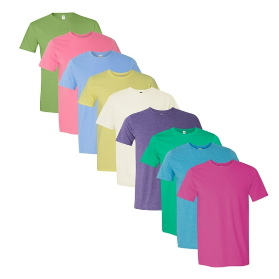 American Apparel Unisex Fine Jersey T-Shirts 100% Ring-Spun Cotton Plain Solid Tees, Bulk Wholesale Packs (Bright Color 9 Pack, L)