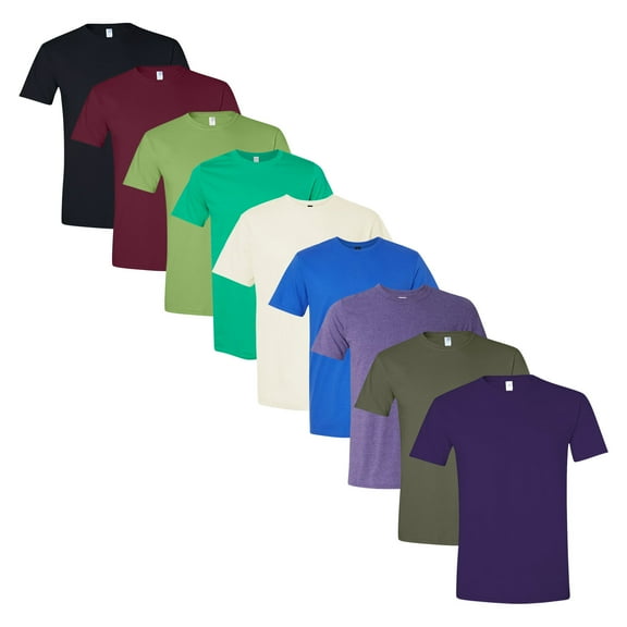 American Apparel Unisex Fine Jersey T-Shirts 100% Ring-Spun Cotton Plain Solid Tees, Bulk Wholesale Packs (Bright+Dark Color 9 Pack, L)