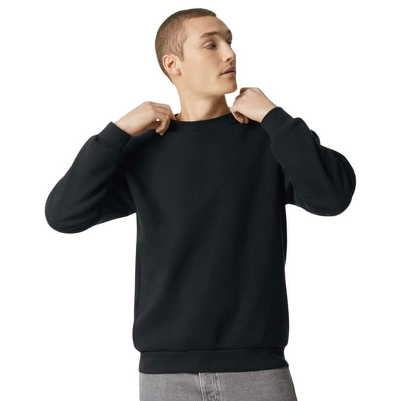 American Apparel Unisex Fleece Crewneck Long Sleeve Sweatshirt, 70 US Cotton/30 Polyester Winter Sweaters (Black , M)