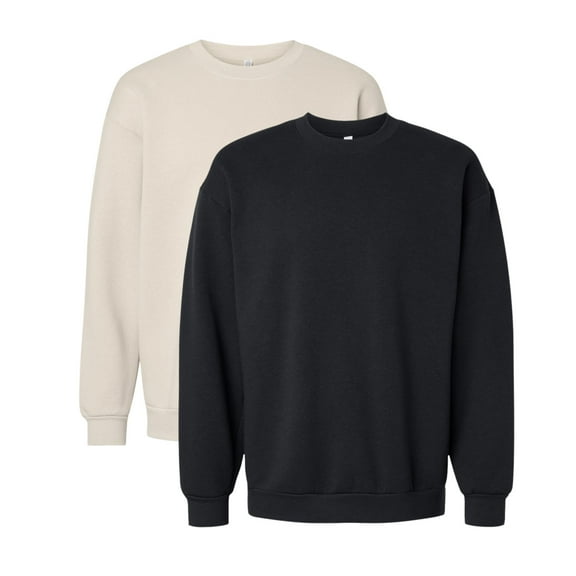 American Apparel Unisex Fleece Crewneck Long Sleeve Sweatshirt, 70 US Cotton/30 Polyester Winter Sweaters (Bone Black 2 Pack, XS)