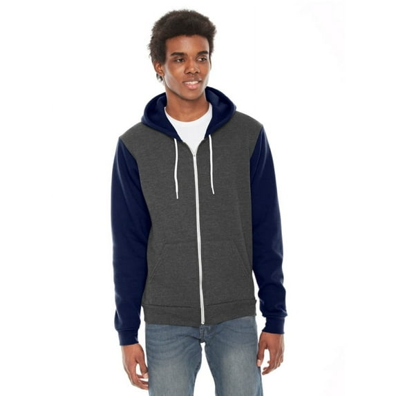 American Apparel Unisex Flex Fleece Zip Hoodie Dark Heather Grey/ Navy M