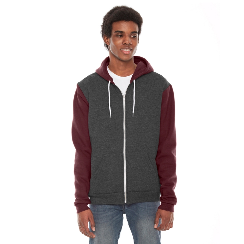 American Apparel Unisex Flex Fleece Zip Hoodie Dark Heather Grey Truffle XXS Walmart