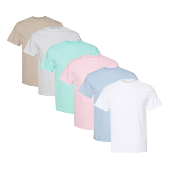 American Apparel Unisex Heavyweight Cotton T-Shirt, 100% Cotton Short Sleeve Crew Neck T-Shirt, Mix Color Bulk Tee shirts (Bright Color 6 Pack, L)