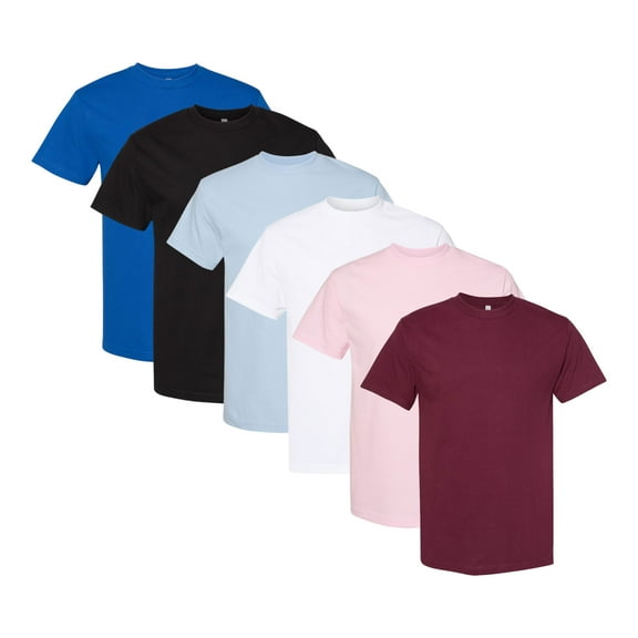 American Apparel Unisex Heavyweight Cotton T-Shirt, 100% Cotton Short Sleeve Crew Neck T-Shirt, Mix Color Bulk Tee shirts (Dark+Bright Color 6 Pack, L)