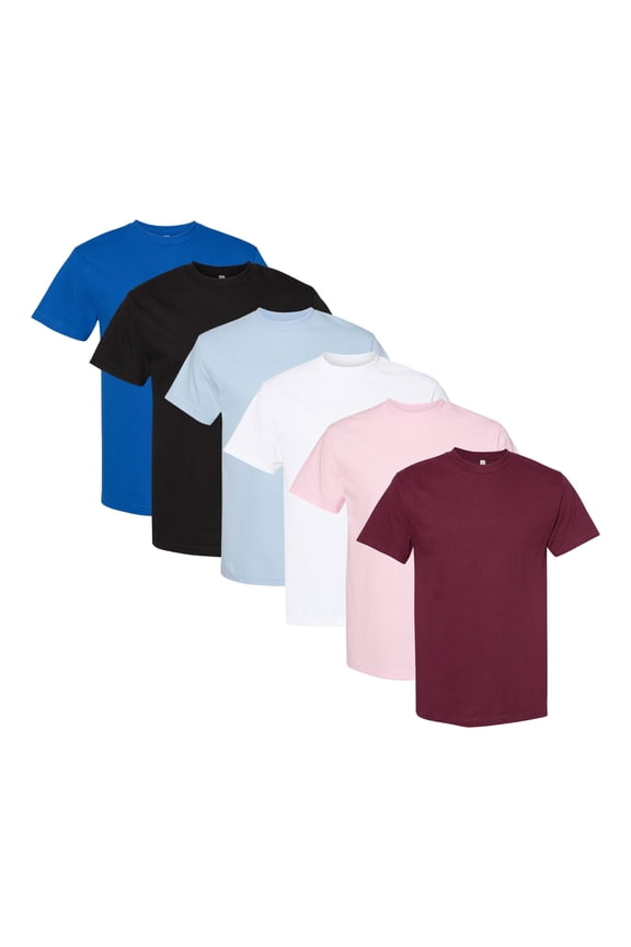 Unisex Heavyweight Cotton T-Shirt, 100% Cotton Short Sleeve Crew Neck T-Shirt, Mix Color Bulk Tee shirts (Dark+Bright Color 6 Pack, M)