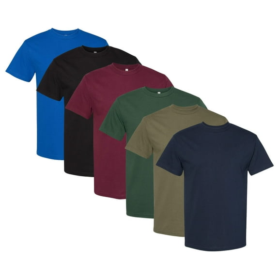 American Apparel Unisex Heavyweight Cotton T-Shirt, 100% Cotton Short Sleeve Crew Neck T-Shirt, Mix Color Bulk Tee shirts (Dark Color 6 Pack, XL)