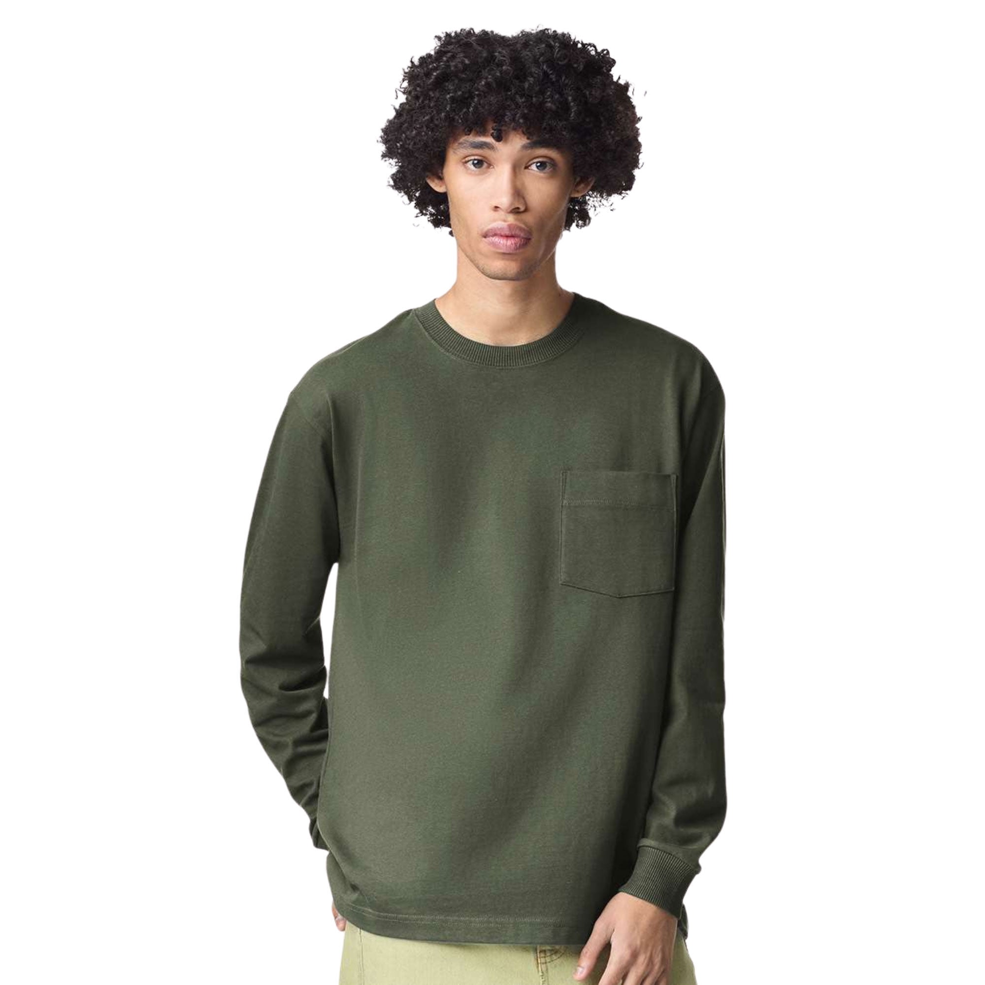 American Apparel Unisex Heavyweight Long Sleeve Pocket Tee 80/20