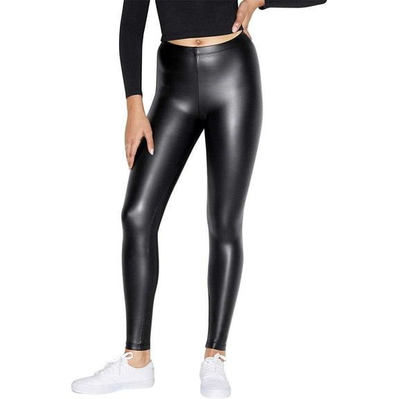 American Apparel Women Metallic Legging, Matte Black, X-Small