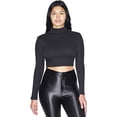 thumbnail image 1 of American Apparel Women Thick Rib Long Sleeve Crop Turtleneck, Black, Small, 1 of 3